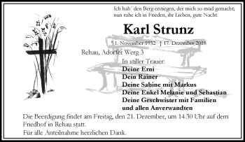 Traueranzeige von Karl Strunz von Frankenpost