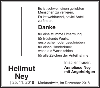 Traueranzeige von Hellmut Ney von Frankenpost