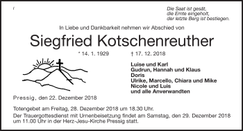 Traueranzeige von Siegfried Kotschenreuther von Neue Presse Coburg