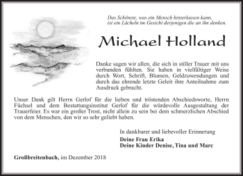 Traueranzeige von Michael Holland von Südthüringer Presse