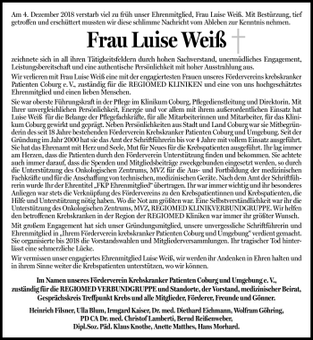 Traueranzeige von Luise Weiß von Neue Presse Coburg