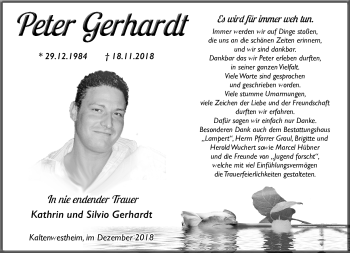 Traueranzeige von Peter Gerhard von Südthüringer Presse