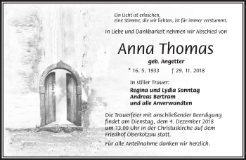 Traueranzeige von Anna Thomas von Frankenpost