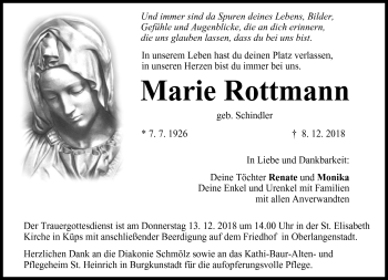 Traueranzeige von Marie Rottmann von Neue Presse Coburg