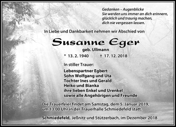 Traueranzeige von Susanne Eger von Südthüringer Presse