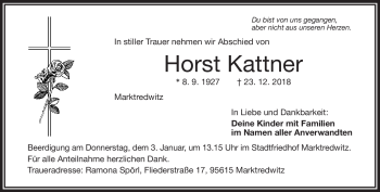 Traueranzeige von Horst Kattner von Frankenpost