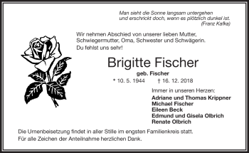 Traueranzeige von Brigitte Fischer von Frankenpost