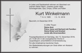 Traueranzeige von Kurt Winkelmann von Frankenpost