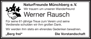 Traueranzeige von Werner Rausch von Frankenpost