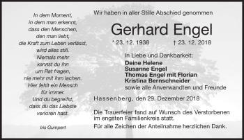 Traueranzeige von Gerhard Engel von Neue Presse Coburg
