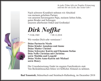 Traueranzeige von Dirk Noffke von Südthüringer Presse