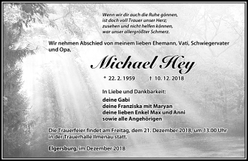 Traueranzeige von Michael Hey von Südthüringer Presse