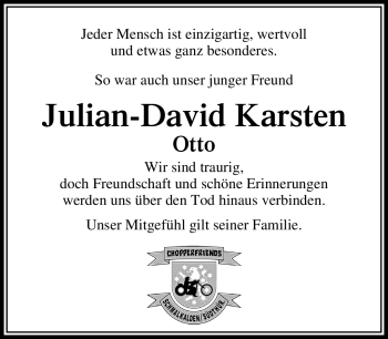 Traueranzeige von Julian-David  von Südthüringer Presse