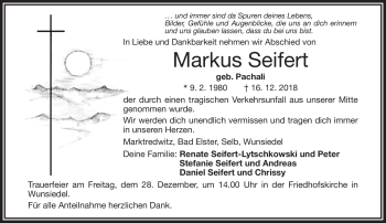 Traueranzeige von Markus Seifert von Frankenpost