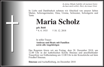 Traueranzeige von Maria Scholz von Südthüringer Presse