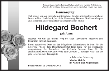 Traueranzeige von Hildegard Bochert von Südthüringer Presse