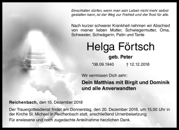 Traueranzeige von Helga Förtsch von Neue Presse Coburg