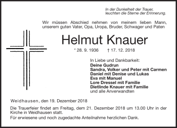 Traueranzeige von Helmut Knauer von Neue Presse Coburg