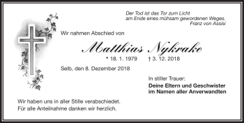 Traueranzeige von Matthias Nykrake von Frankenpost