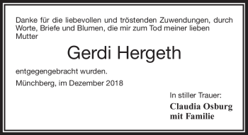 Traueranzeige von Gerdi Hergeth von Frankenpost