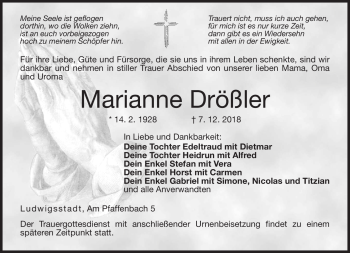 Traueranzeige von Marianne Drößler von Neue Presse Coburg