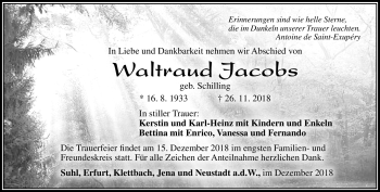 Traueranzeige von Waltraud Jacobs von Südthüringer Presse