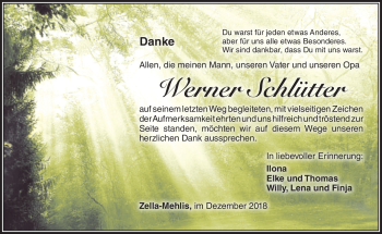 Traueranzeige von Werner Schlütter von Südthüringer Presse