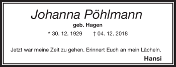 Traueranzeige von Johanna Pöhlmann von Frankenpost