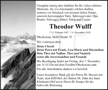 Traueranzeige von Theodor Wulff von Frankenpost