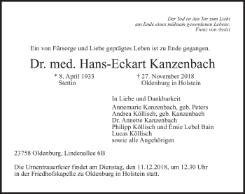 Traueranzeige von Hans-Eckardt Kanzenbach von Südthüringer Presse