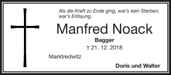 Traueranzeige von Manfred Noack von Frankenpost