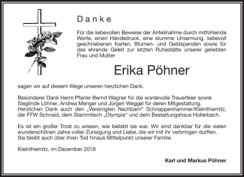Traueranzeige von Erika Pöhner von Frankenpost