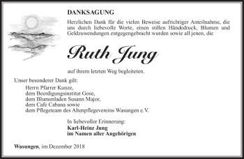 Traueranzeige von Ruth Jung von Südthüringer Presse