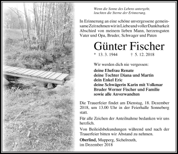 Traueranzeige von Günter Fischer von Südthüringer Presse