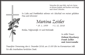 Traueranzeige von Martina Zeitler von Frankenpost