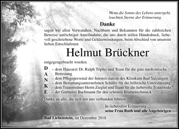 Traueranzeige von Helmut Brückner von Südthüringer Presse