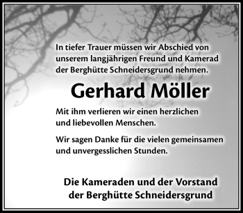 Traueranzeige von Gerhard Möller von Südthüringer Presse