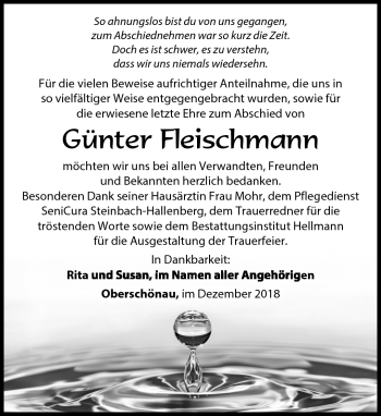 Traueranzeige von Günter Fleischmann von Südthüringer Presse