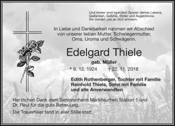 Traueranzeige von Edelgard Thiele von Frankenpost
