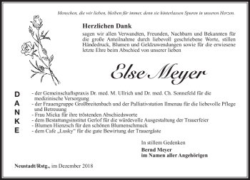Traueranzeige von Else Meyer von Südthüringer Presse