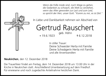 Traueranzeige von Gertrud Rauschert von Neue Presse Coburg