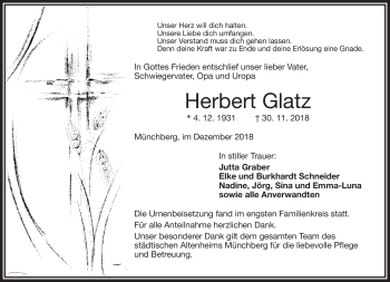 Traueranzeige von Herbert Glatz von Frankenpost