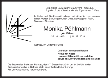 Traueranzeige von Monika Pöhlmann von Frankenpost