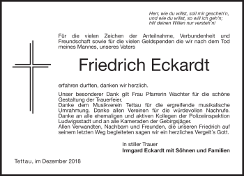 Traueranzeige von Friedrich Eckardt von Neue Presse Coburg