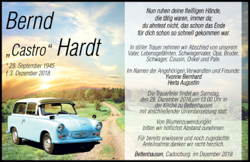 Traueranzeige von Bernd Hardt von Südthüringer Presse
