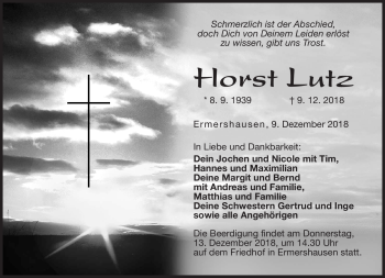 Traueranzeige von Horst Lutz von Neue Presse Coburg