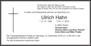Traueranzeige von Ulrich Hahn von Frankenpost