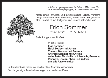 Traueranzeige von Eich Sommer von Frankenpost