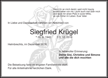 Traueranzeige von Siegfried Krügel von Frankenpost