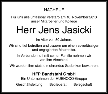 Traueranzeige von Jens Jasicki von Südthüringer Presse